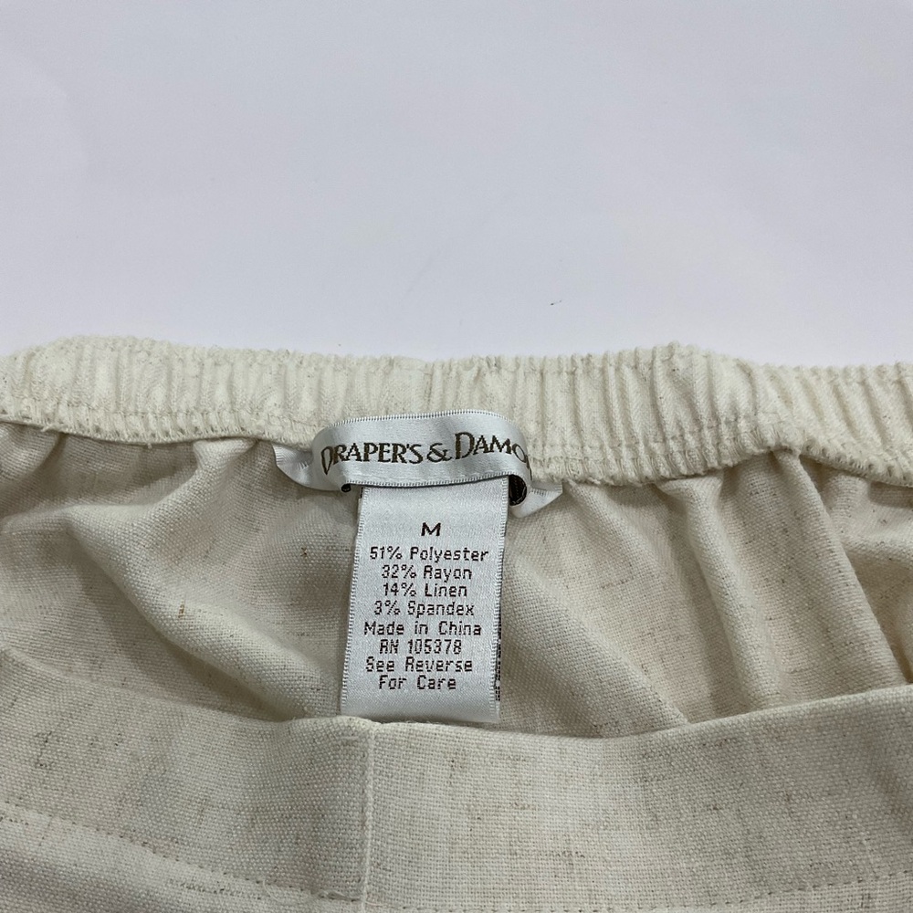 Draper’s & Damon’s Cream Linen Blend Women’s Elastic-Waist Pants - Picture 7 of 7